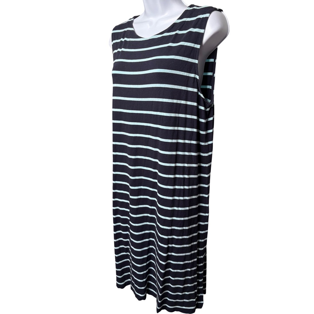 J. JILL Womens Navy White Striped Sleeveless Shift Dress Sz L Casual Nautical